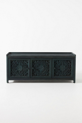 ANTHROPOLOGIE HANDCARVED LOMBOK STORAGE BENCH