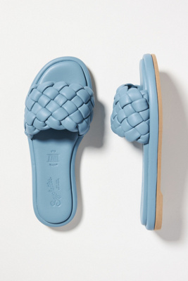 Seychelles Belissima Puffy Woven Slide Sandals In Blue