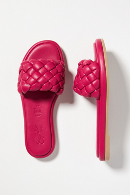 Seychelles Belissima Puffy Woven Slide Sandals In Pink