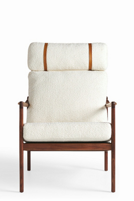 Anthropologie Bouclé Headrest Lounge Chair In Beige