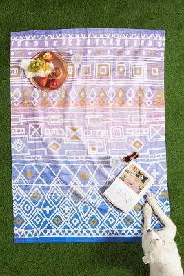 Anthropologie Sunny Florals Picnic Blanket By  In Purple Size Tablecloth