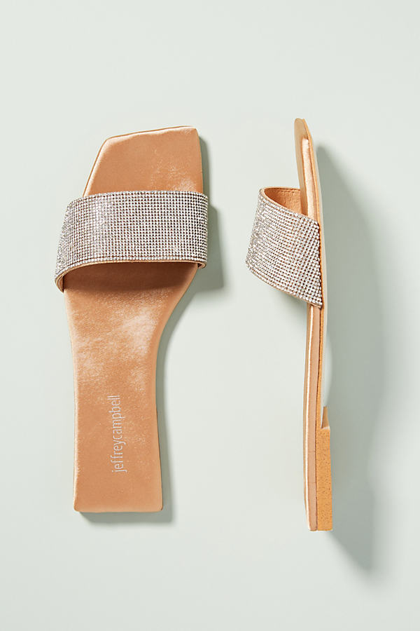 Jeffrey Campbell Sparkly Slide Sandals In Silver