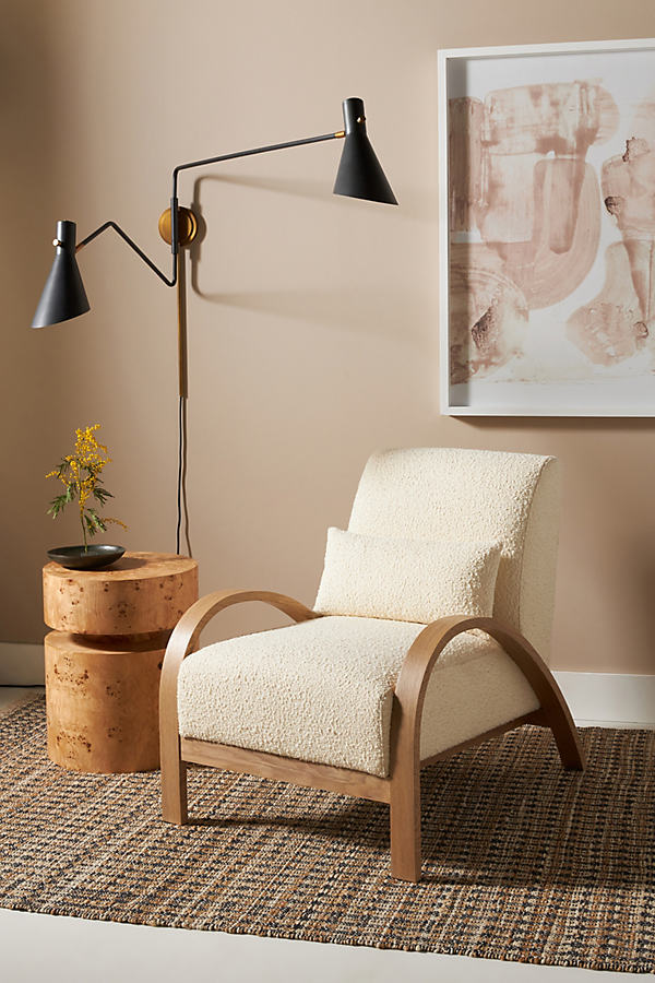 Anthropologie Bouclé Bentwood Armchair In White