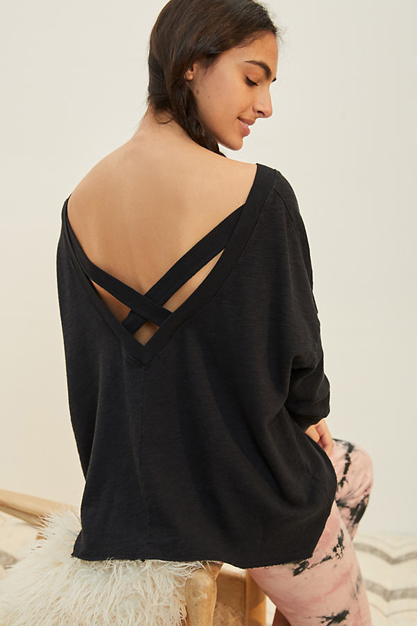 Daily Practice By Anthropologie Dreamer Cross-back Pullover In Black
