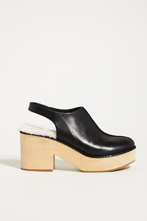 Silent D Sherpa-lined Slingback Clogs In Black