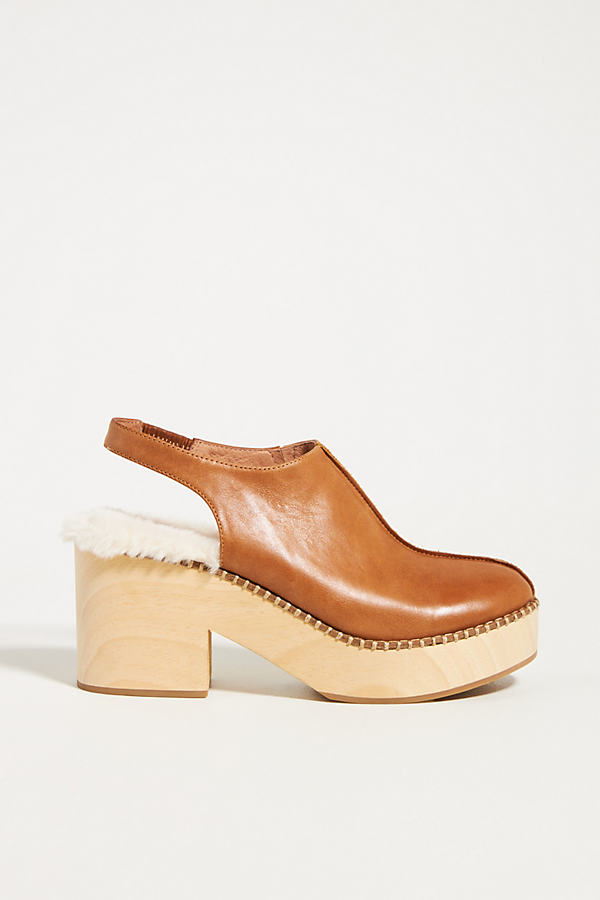 Silent D Sherpa-lined Slingback Clogs In Yellow