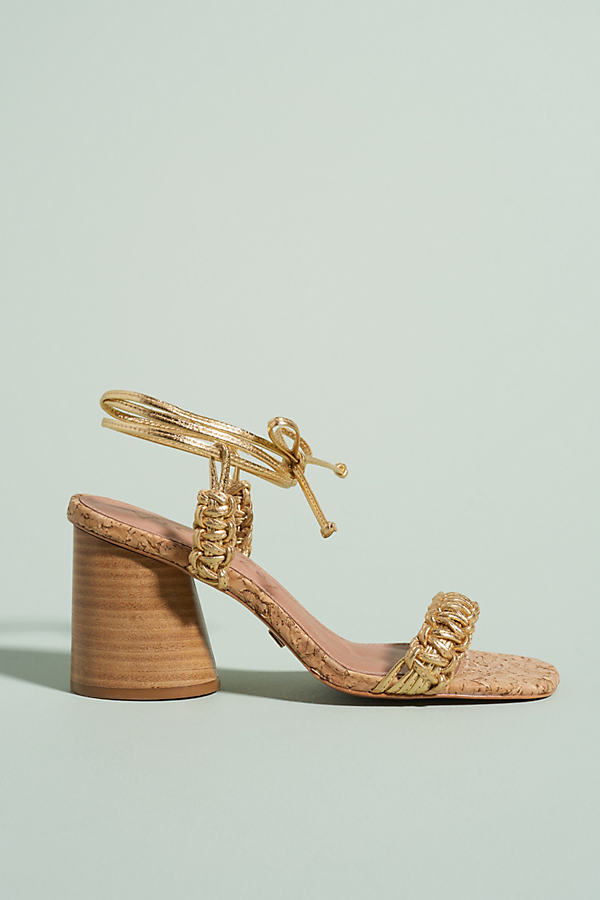 Anthropologie Aurum Heeled Sandals In Gold