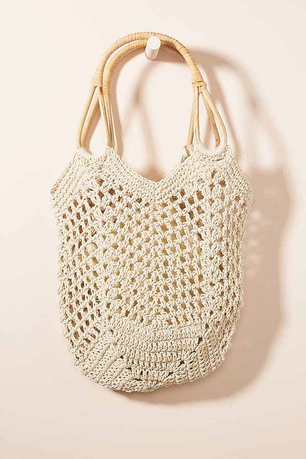 Anthropologie Kimbra Crochet Tote Bag In White