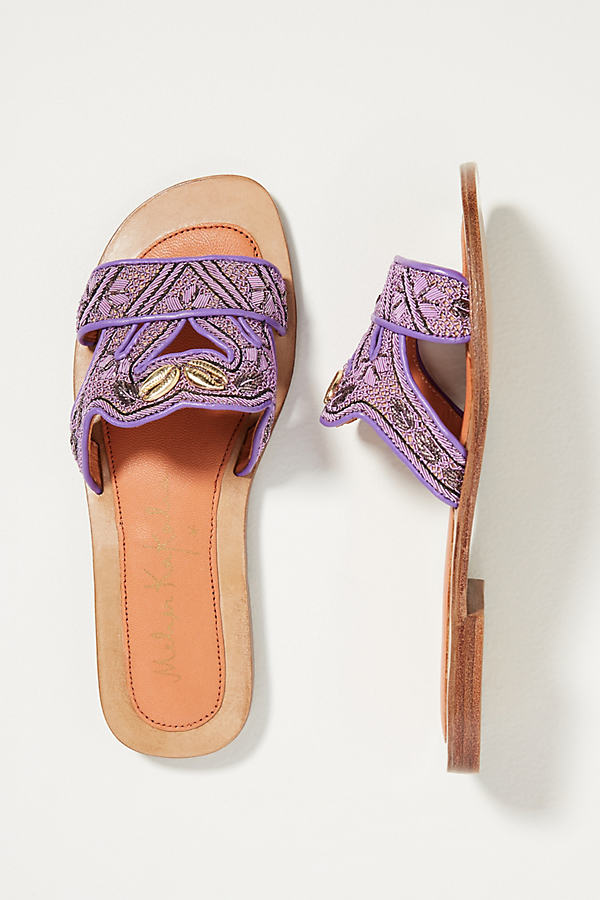 Meher Kakalia Embroidered Slide Sandals In Purple
