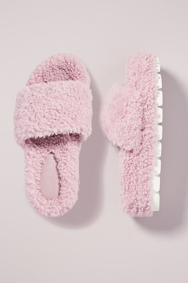 J/slides Bryce Faux Fur Slippers In Pink