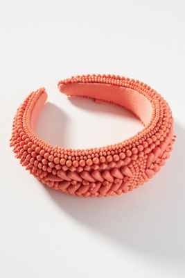 Anthropologie Beaded Puffy Headband In White | ModeSens display picture 1