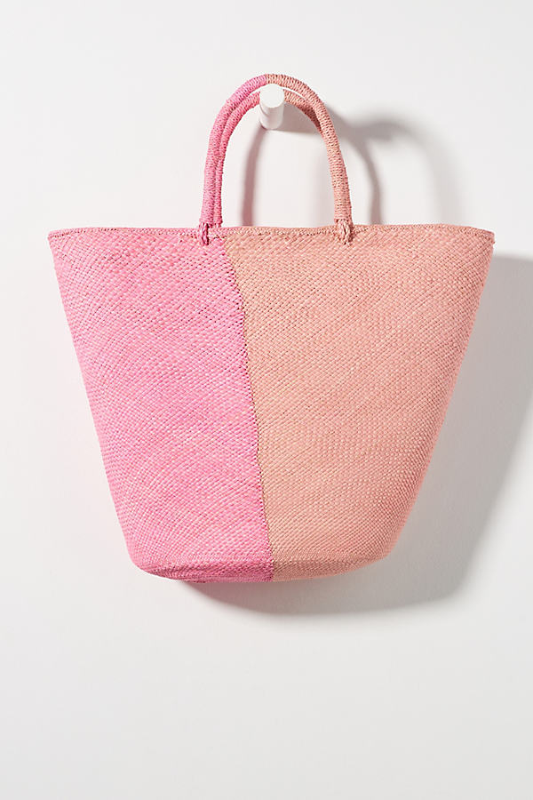 Artesano Capri Straw Tote Bag In Pink