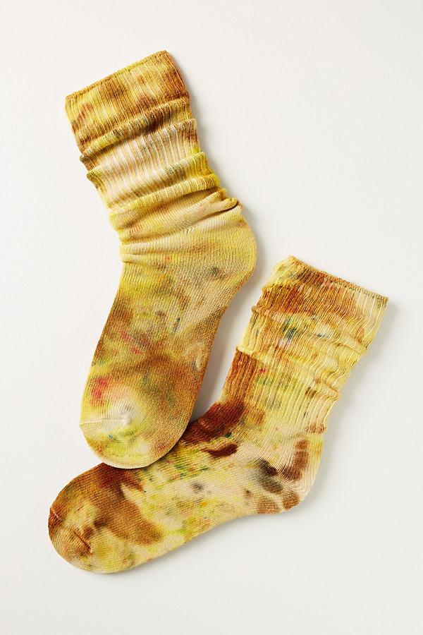 Riverside Tool & Dye Tie-dye Bamboo Crew Socks In Yellow