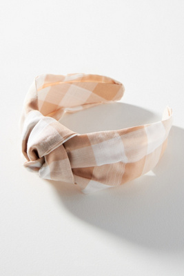 Anthropologie Gingham Knotted Headband In Beige ModeSens