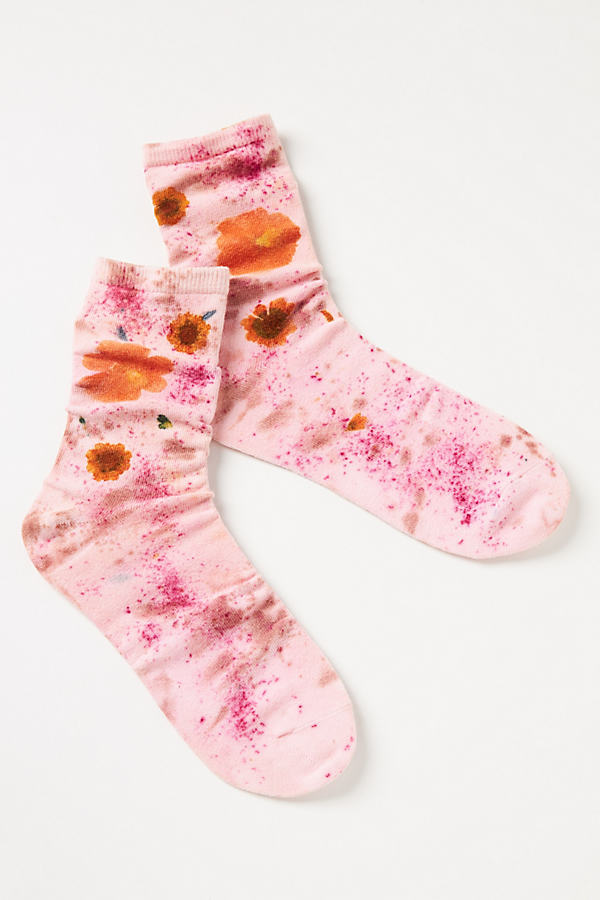 A Db Flower-dyed Crew Socks In Pink