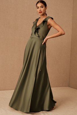 tansy satin charmeuse maxi dress Bhldn Tansy Satin Charmeuse Maxi Dress In Green