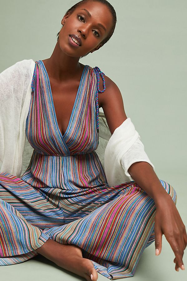 Slide View: 1: Stiped Beach Jumpsuit