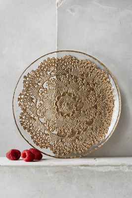 Metallic Lace Dessert Plate Anthropologie