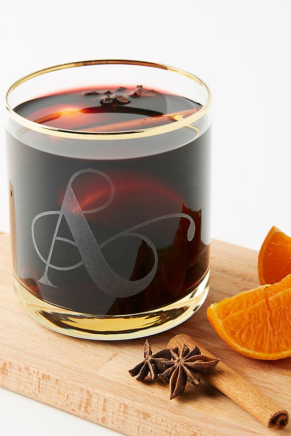Slide View: 1: Gilded Monogram DOF Glass