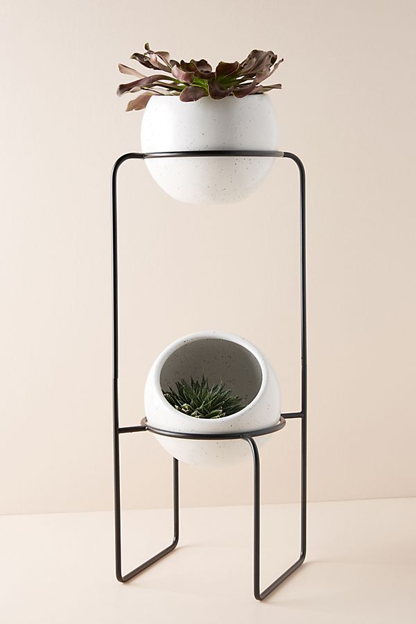 Slide View: 1: Speckled Ceramic Tiered Planter