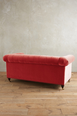 Velvet Lyre Chesterfield Petite Sofa, Hickory | Anthropologie
