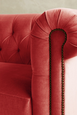 Velvet Lyre Chesterfield Petite Sofa, Hickory | Anthropologie