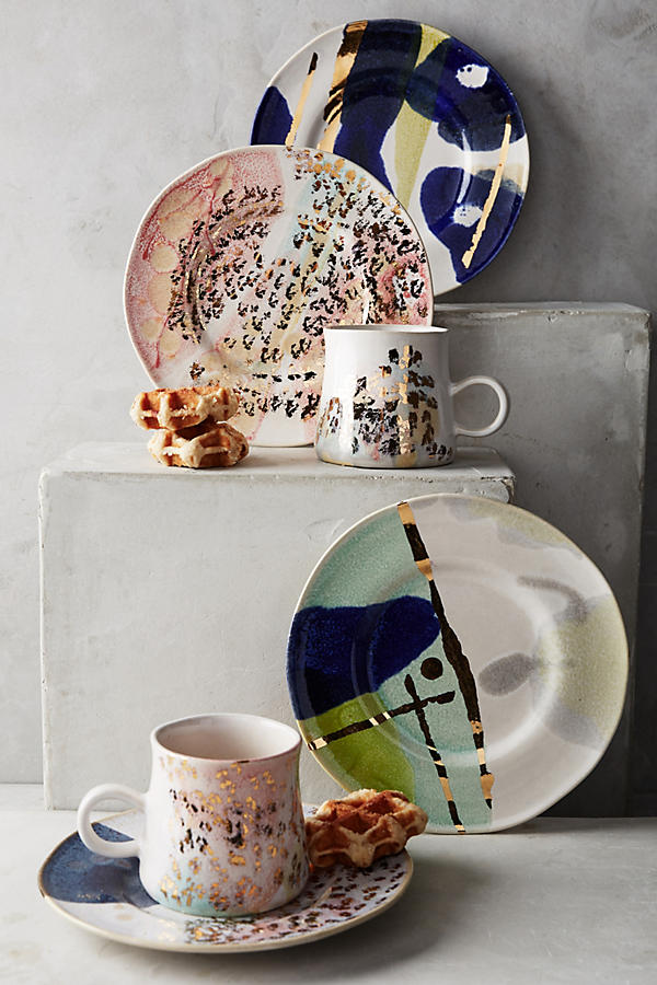 Slide View: 3: Gold Accent Dessert Plate