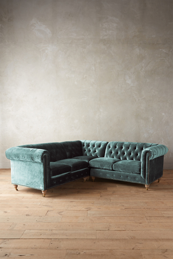 Velvet Lyre Chesterfield Sectional, Wilcox Anthropologie