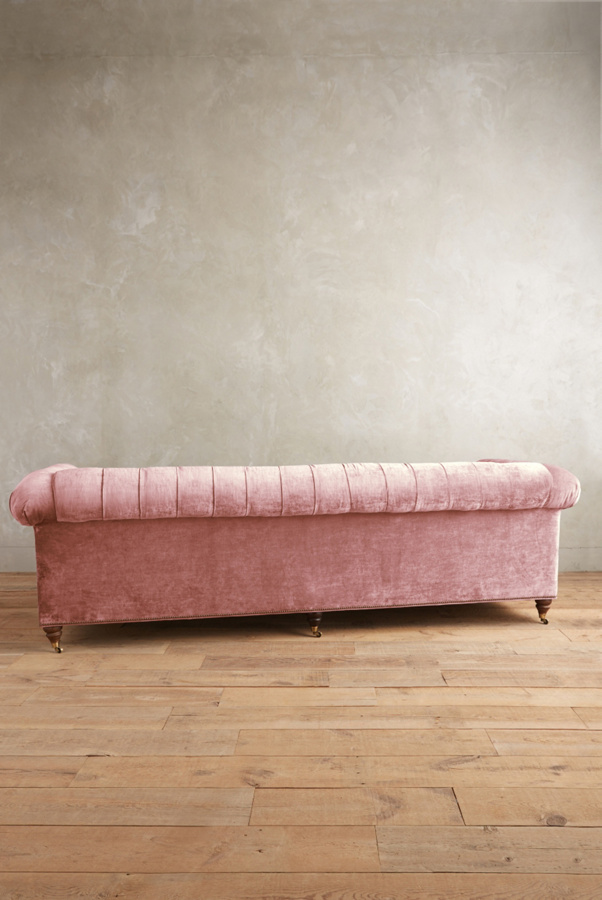 Slub Velvet Lyre Chesterfield Grand Sofa, Hickory | Anthropologie