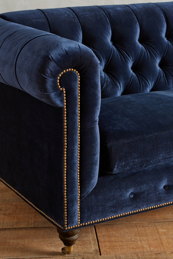 Velvet Lyre Chesterfield Petite Sofa, Hickory Anthropologie