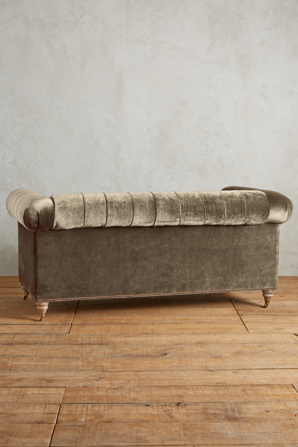 Slub Velvet Lyre Chesterfield Grand Sofa, Wilcox Anthropologie
